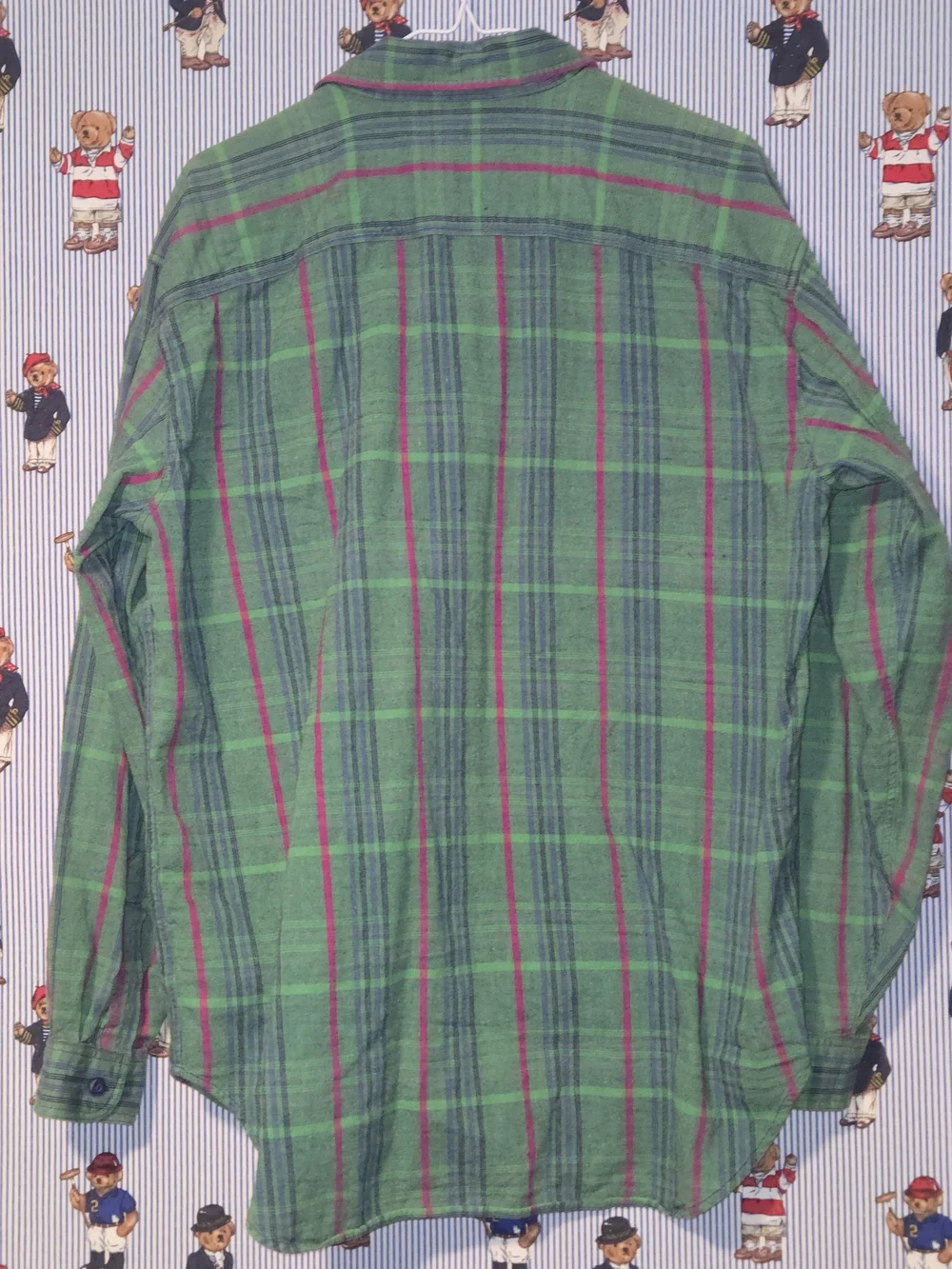 Vintage 90s Levi's Green Pink Plaid Flannel Button-Up Shirt Large